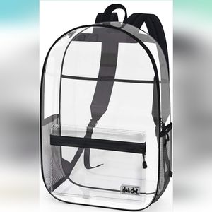 Dot & Dot Clear Bookbag Heavy Duty Transparent Backpack - Large Clear Bag Book